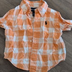 Ralph Lauren Kids Orange and White Checkered Shirt